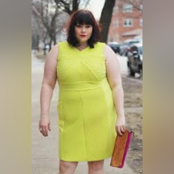 Anne Klein Neon Pleated Sheath Midi Dress - Picture 1 of 5